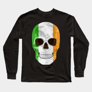 Ireland Flag Skull - Gift for Irish With Roots From Ireland Long Sleeve T-Shirt